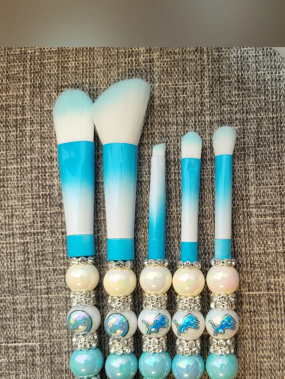 Handcrafted Detroit Luons Beaded Makeup Brush Set- NIP